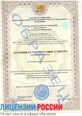 Образец сертификата соответствия аудитора №ST.RU.EXP.00006191-2 Кизляр Сертификат ISO 50001